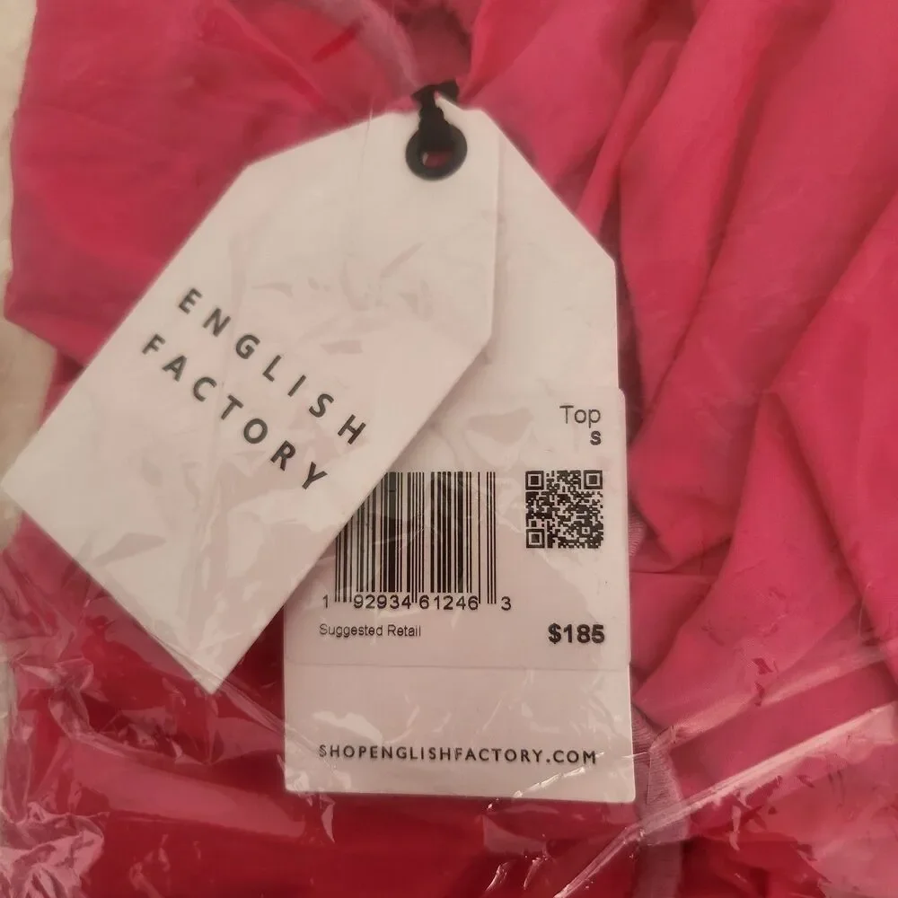 NWT English Factory x Anthropologie Pink Scallop Tiered Dress Puff Sleeve Small - Picture 3 of 5
